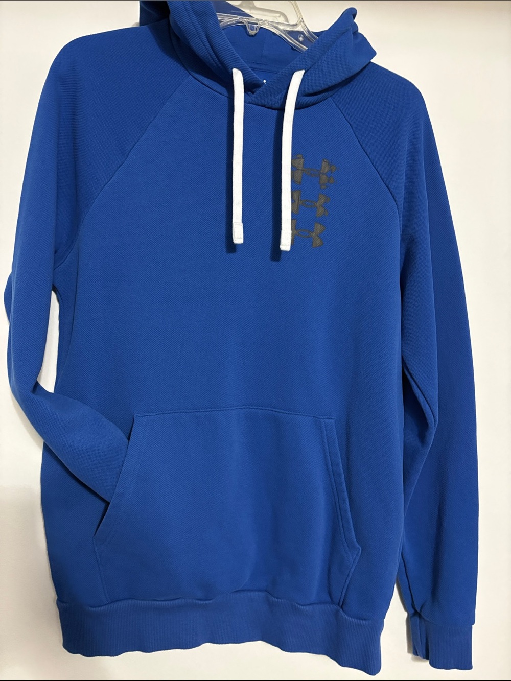 Under Armour Royal Blue Pullover Hoodie with White Drawstrings